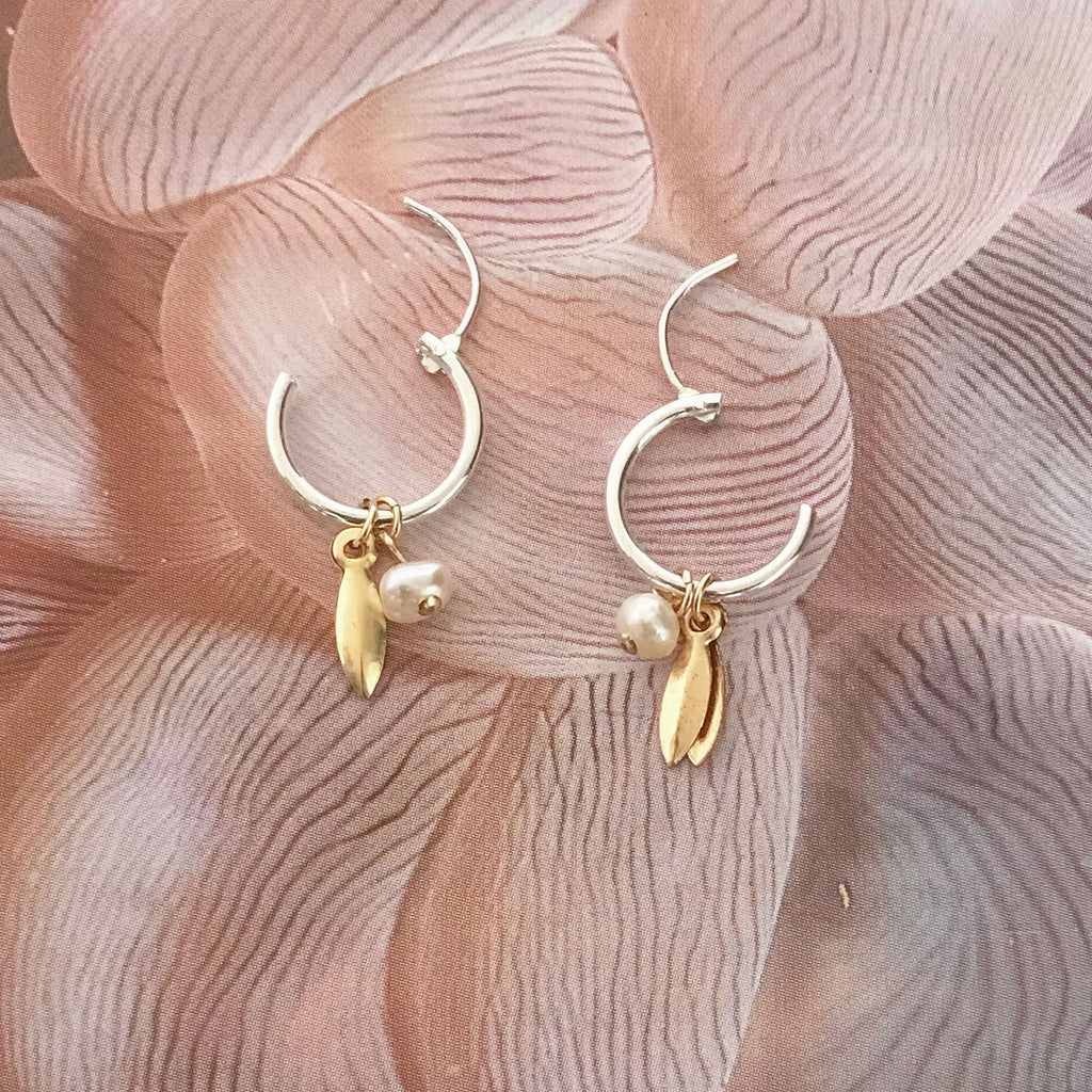 Rice Pearl & Marquise Charm Sleepers