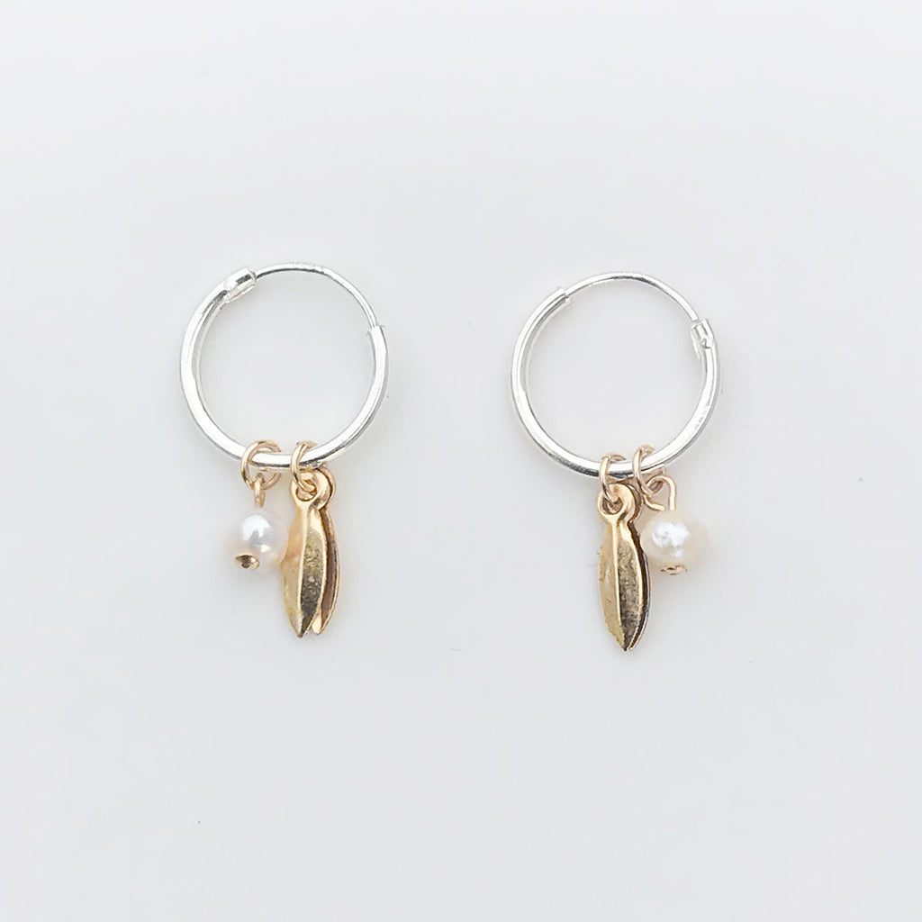 Rice Pearl & Marquise Charm Sleepers