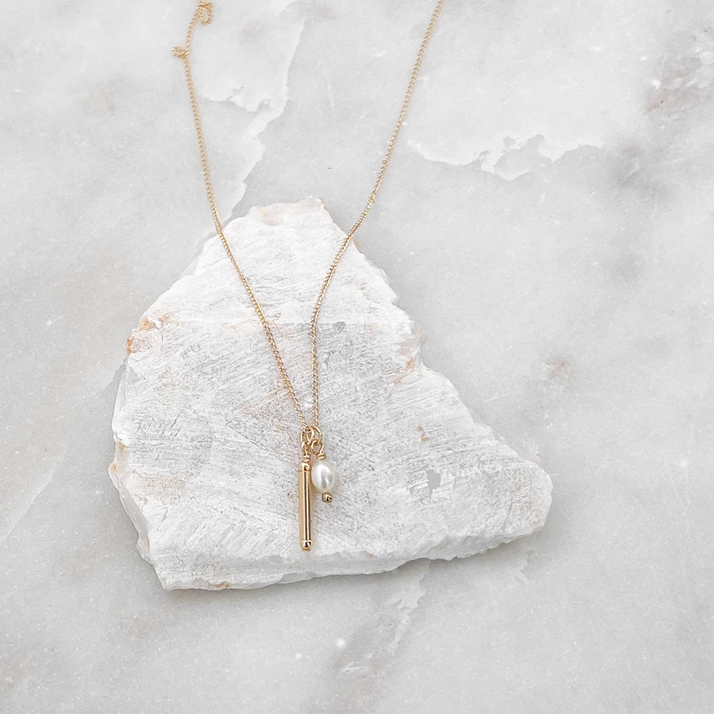 Rice pearl and tube bead charm