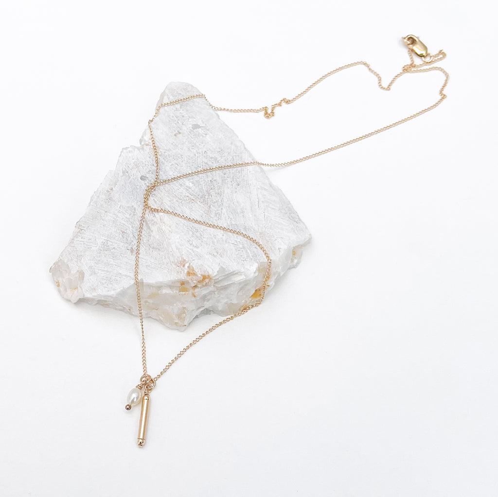 Rice pearl and tube bead charm