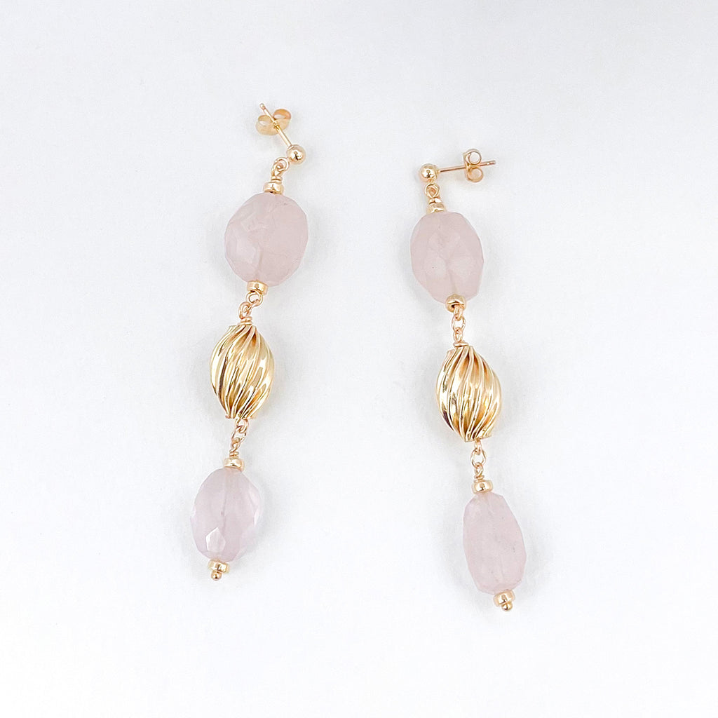 Rose Quartz Stament Earrings