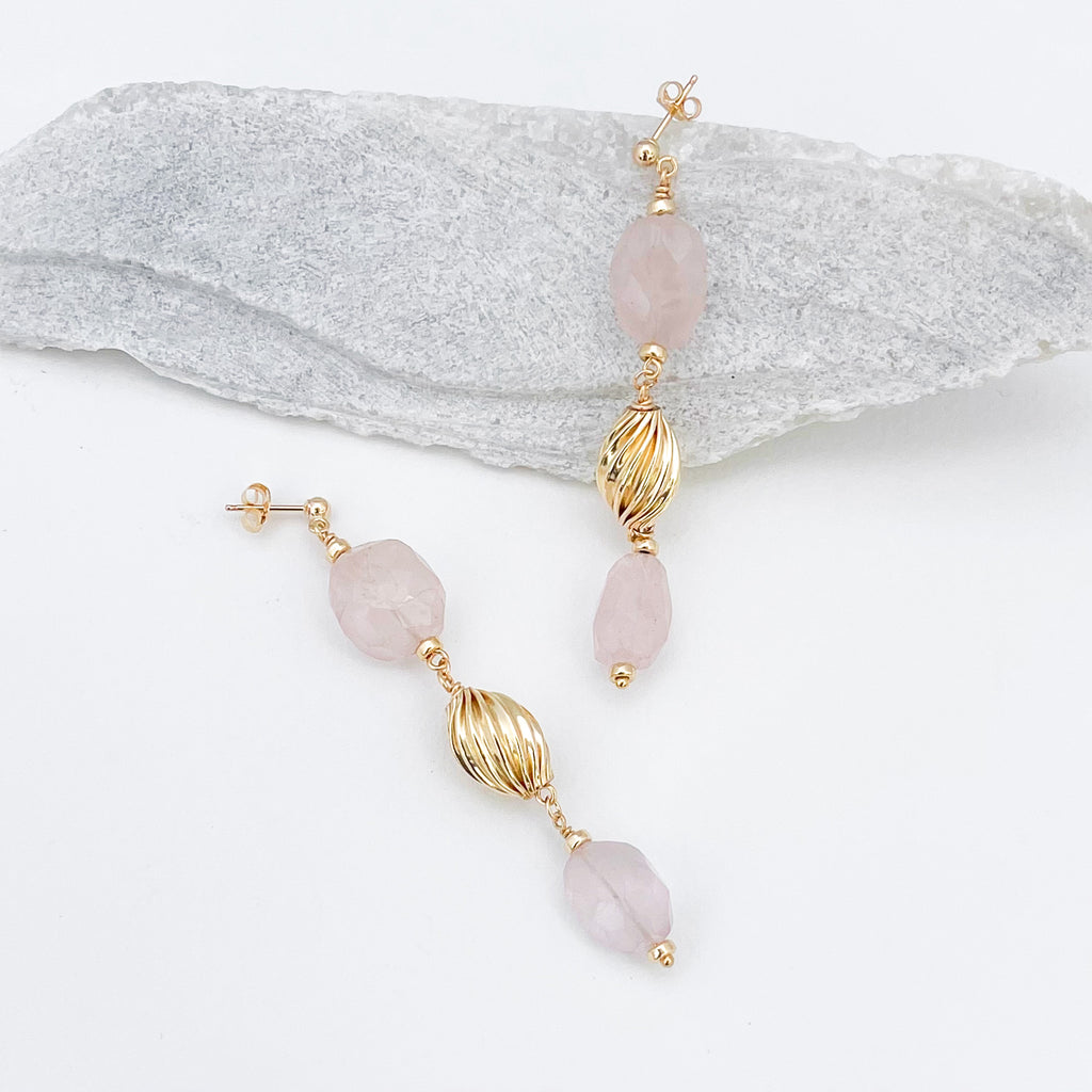 Rose Quartz Stament Earrings